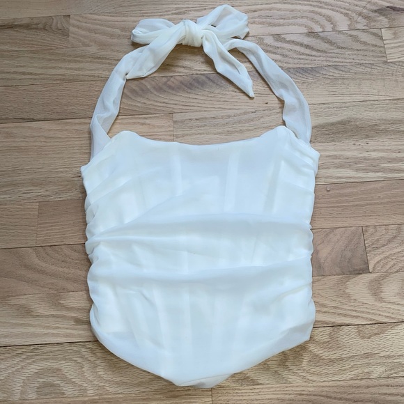White Halter Neck Corset Top - Picture 5 of 7